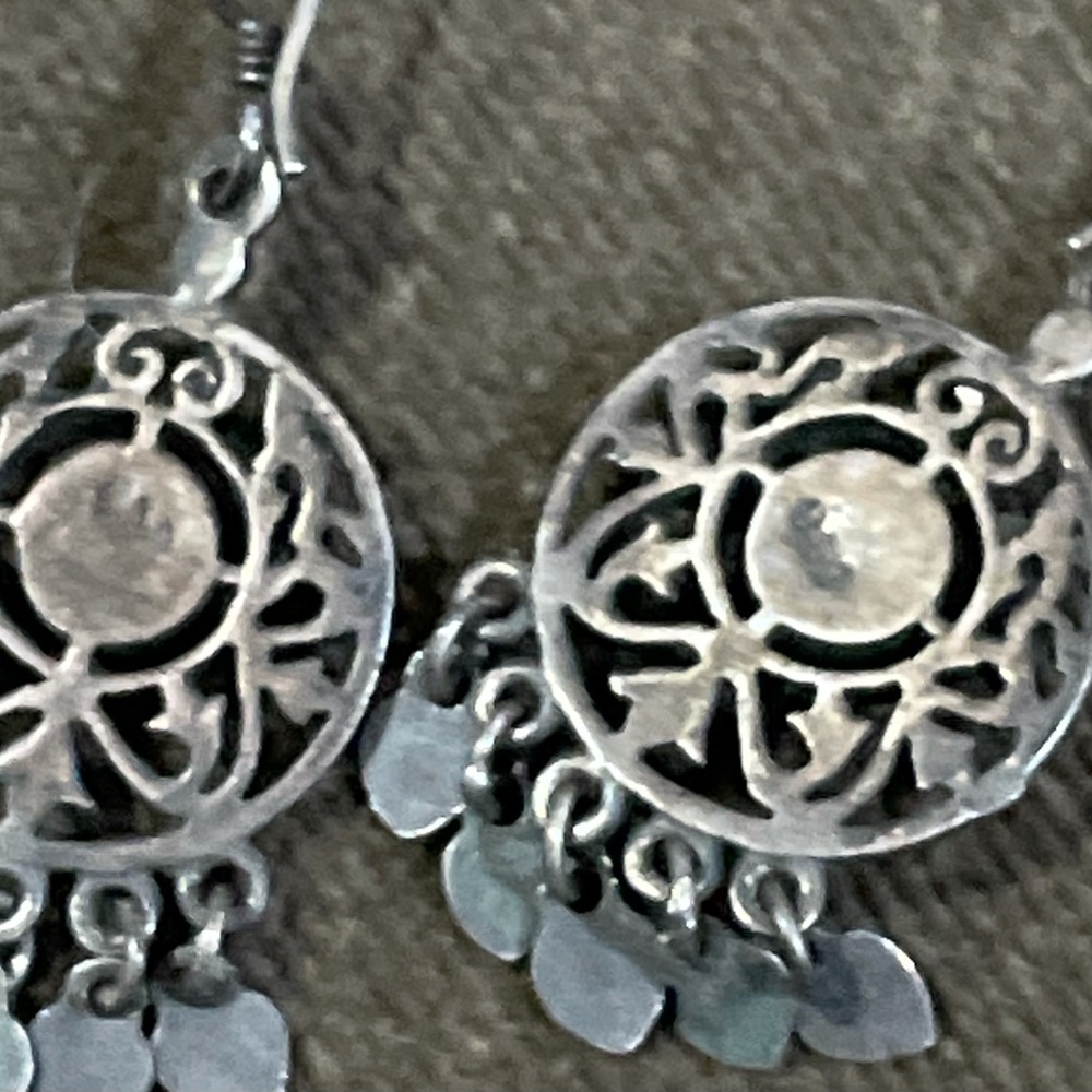 .925 Sterling Vintage Real Solid Silver Fine Jewelry BLUE LAPIS EARRINGS - Picture 2 of 3